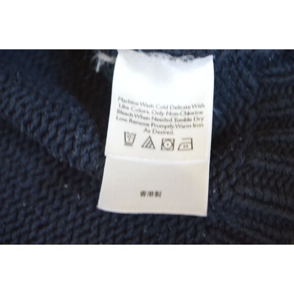 Vintage y2k Eddie Bauer Quarter Zip Knit Preppy Winter Sweater Navy Blue Size M - Picture 6 of 10
